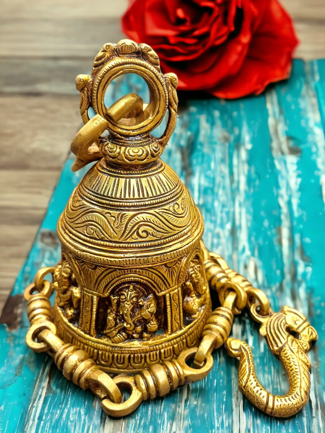 Brass ganesha hanging temple bell