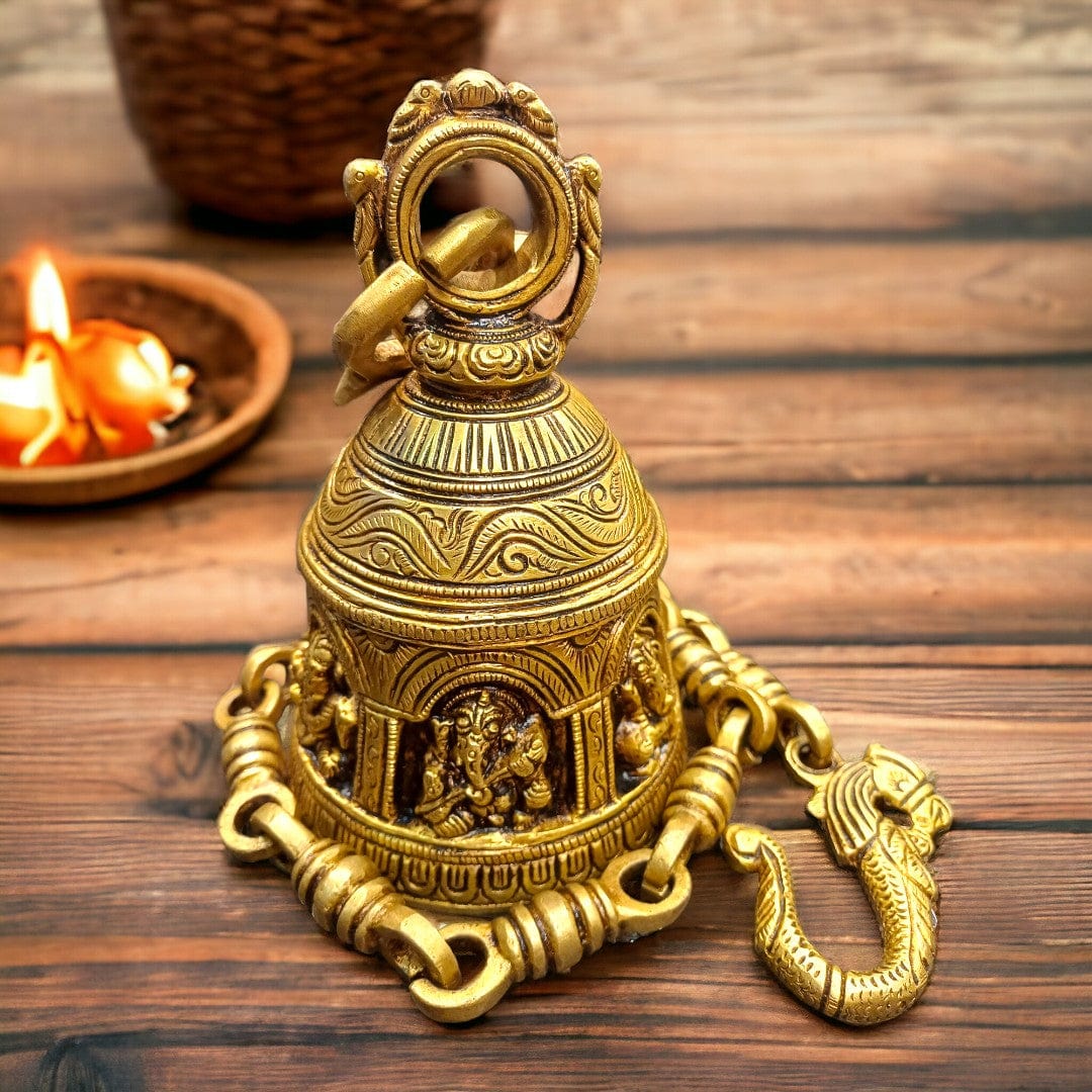 Brass ganesha hanging temple bell