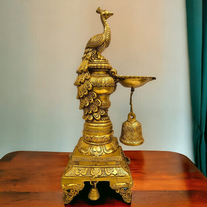 Brass Peacock Lamp Stand