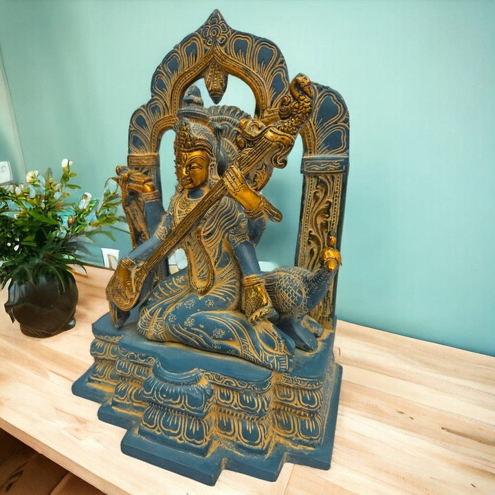 Brass Saraswati Idol
