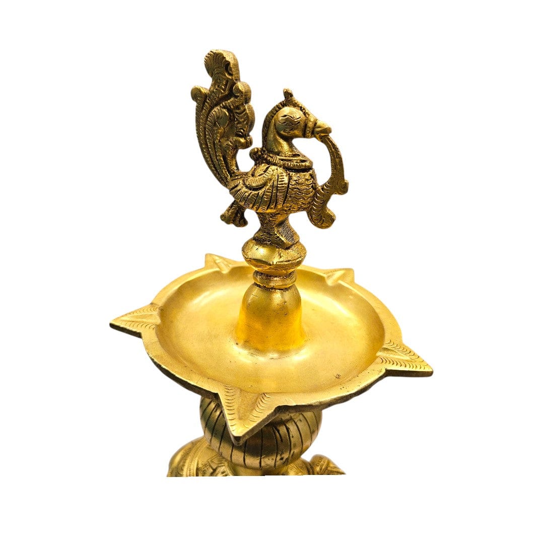 Tamas Brass Handcrafted Golden Decorative Elephant Brass Diya Stand  with Antique Finish (3 x 5 x12 Inches, Golden) (Pack of 1)