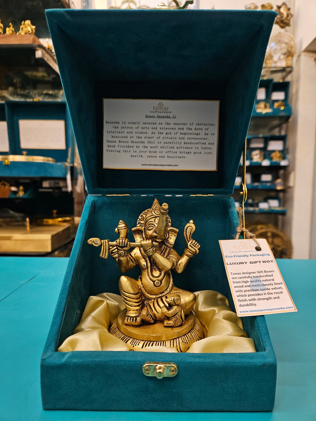 Buy Shudh Brass Flute Ganesha Idol | Musical Ganesha Murti Gift Tamas