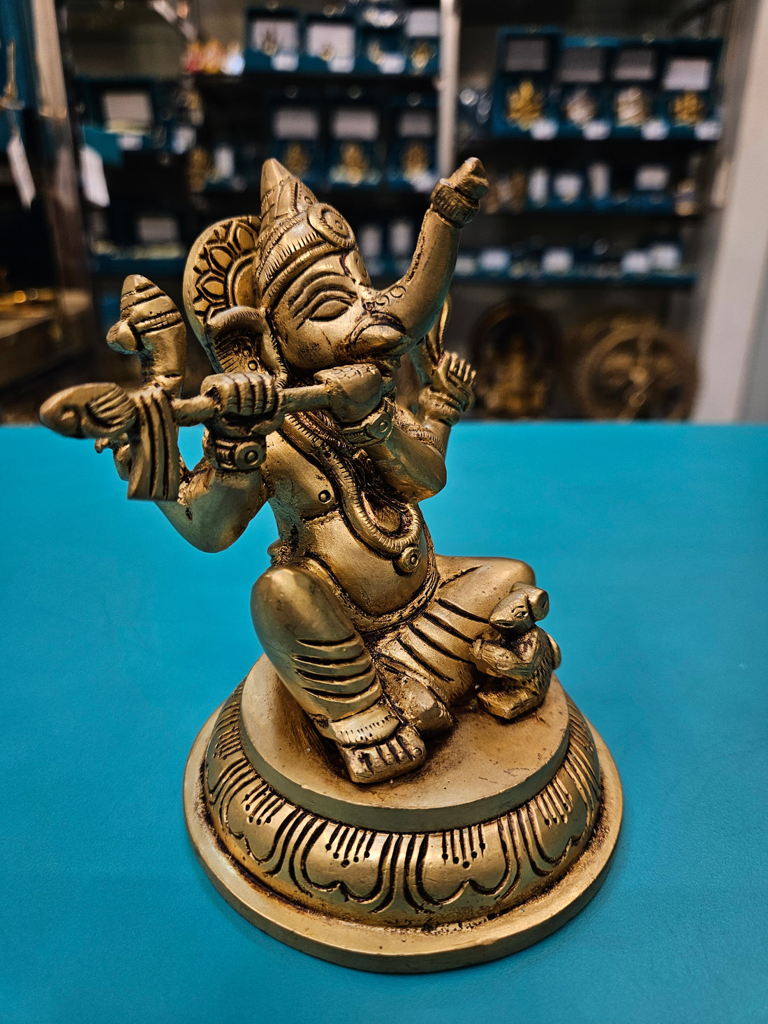 Buy Shudh Brass Flute Ganesha Idol | Musical Ganesha Murti Gift Tamas