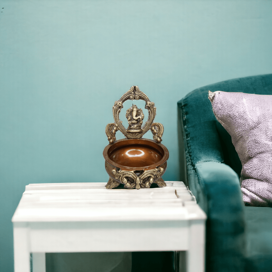 Brass Ganesha Design Brass Decor Urli Bowl