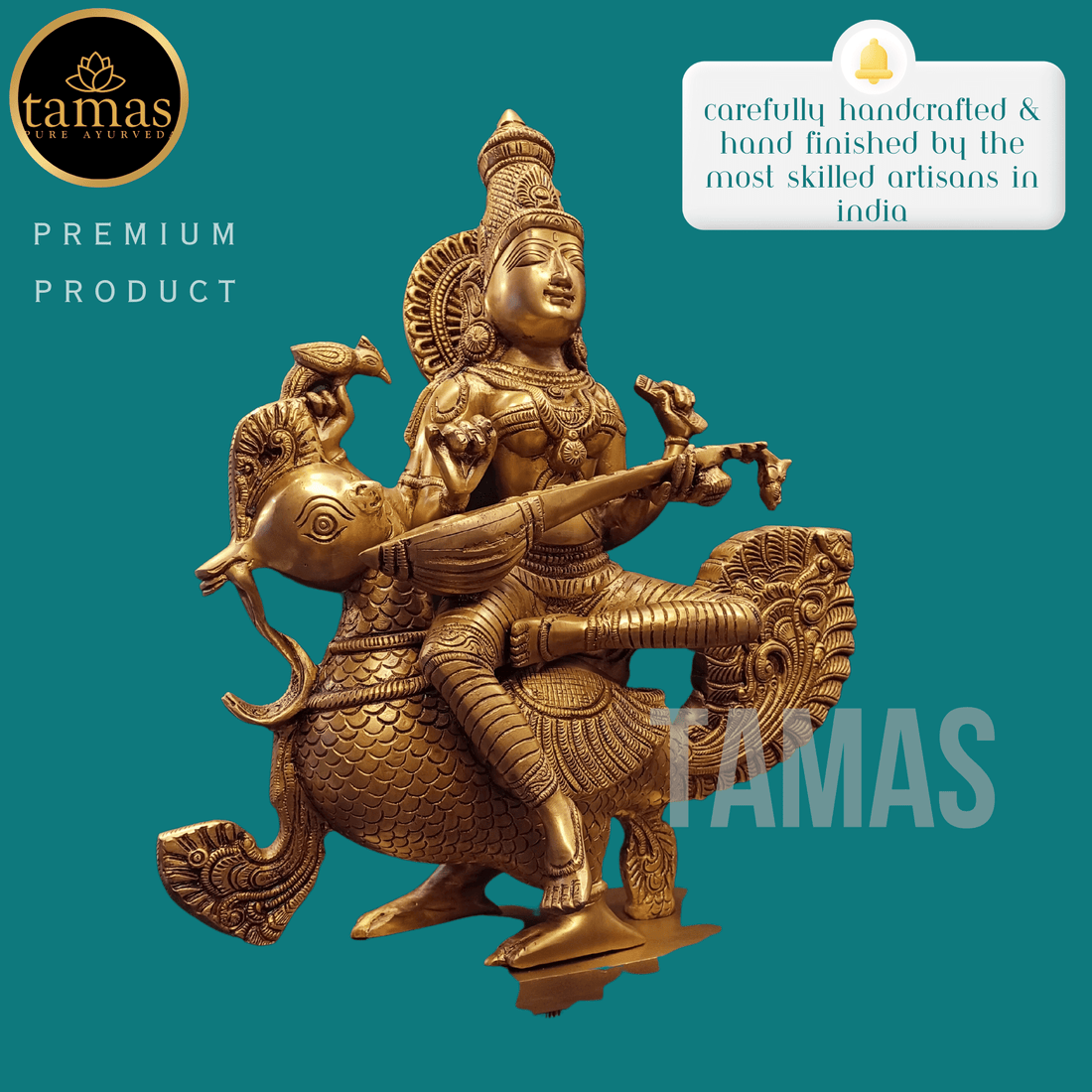 Brass Saraswati Maa Statue