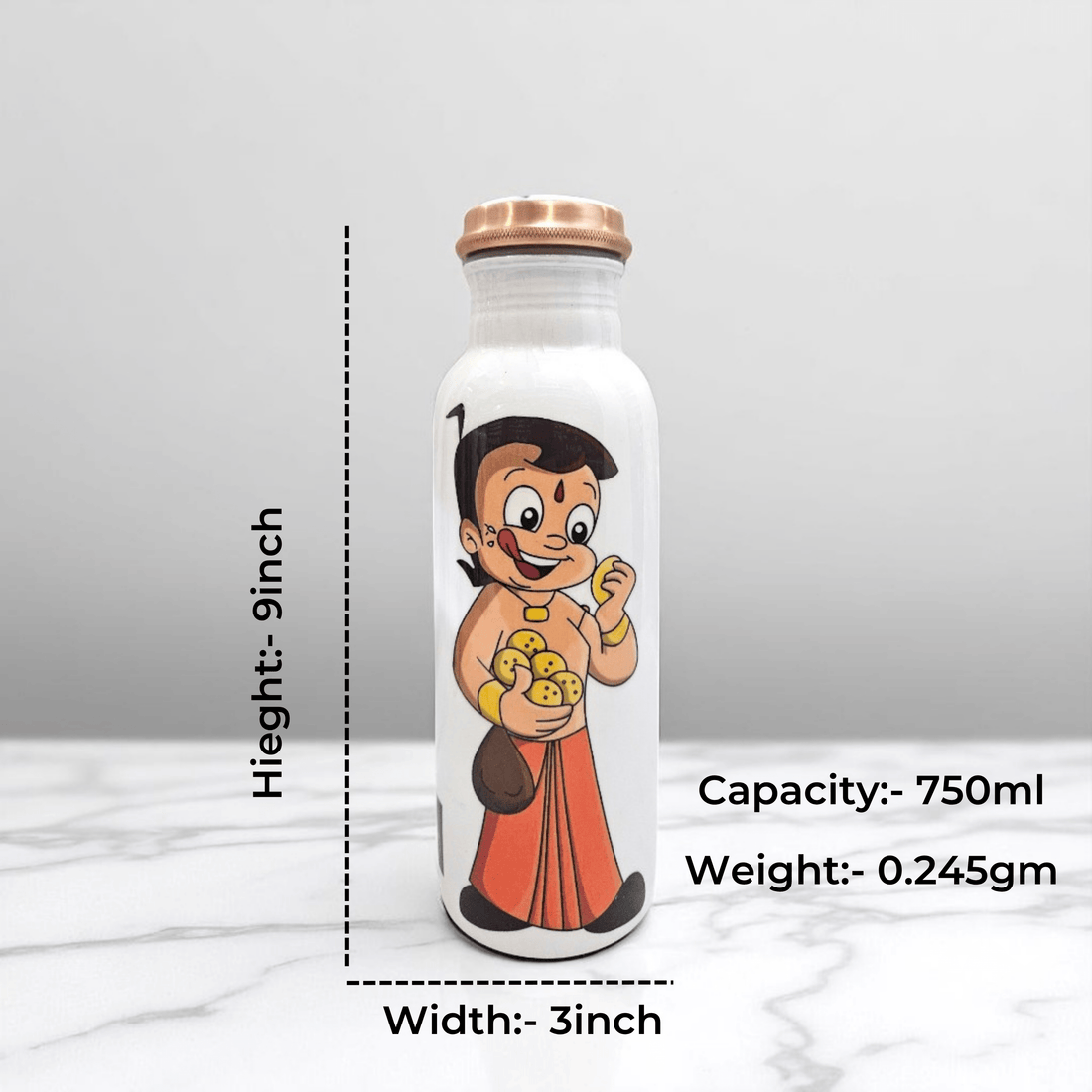 Chhota Bheem cartoon printed pure copper water bottle