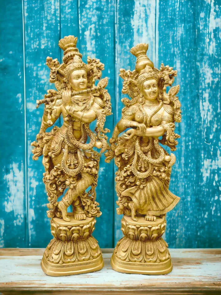 Brass Radha krishna pair