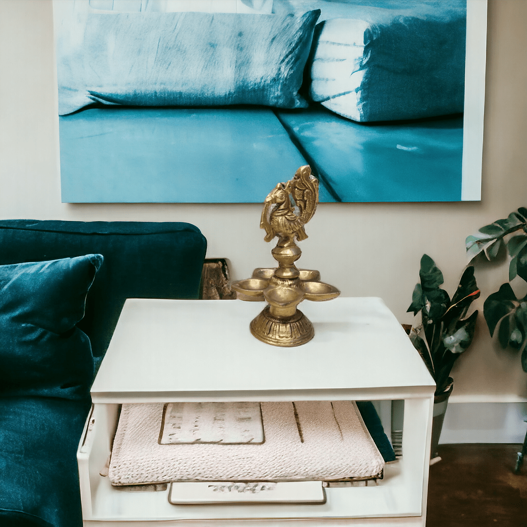 Brass Ethnic 9 Petal Peacock Diya