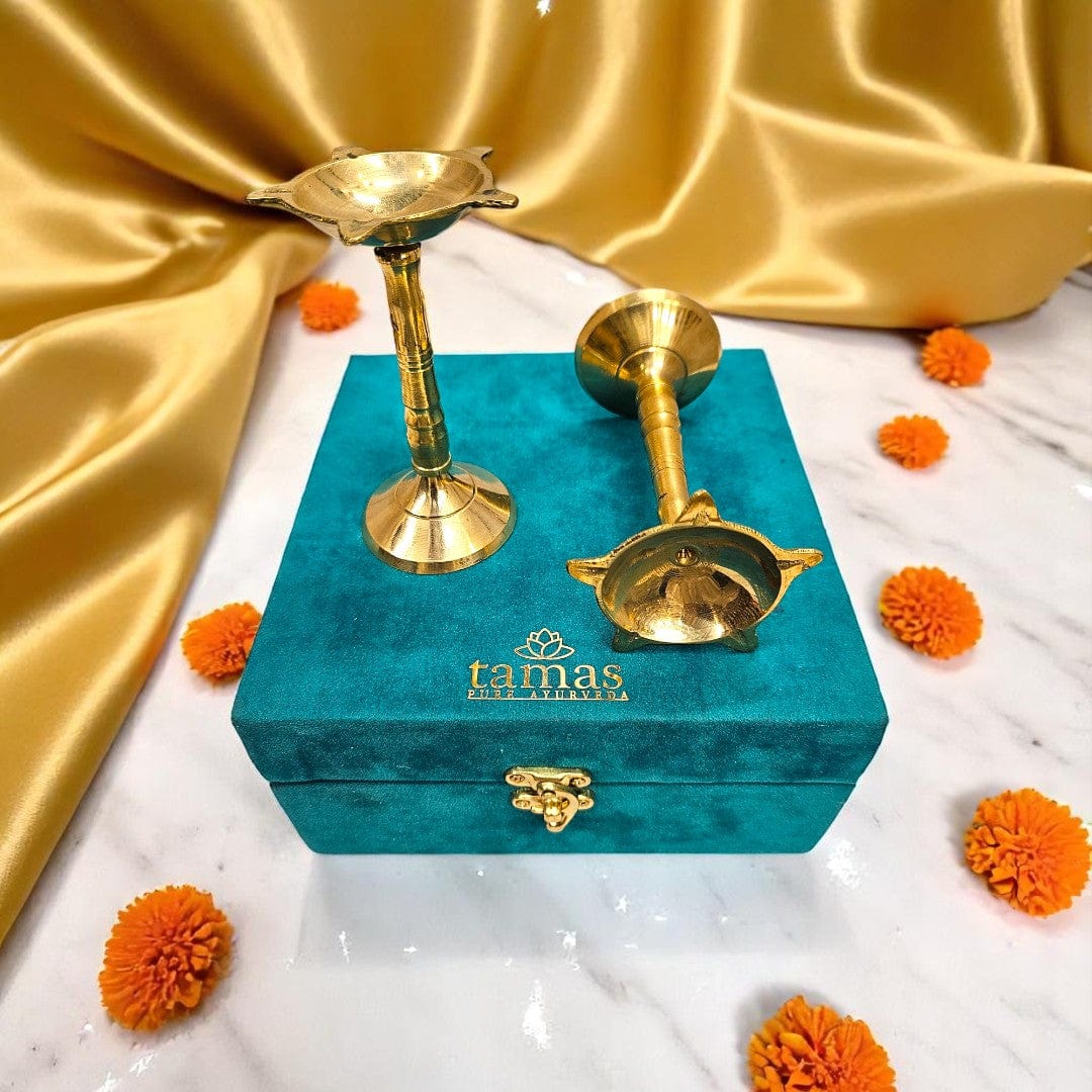 brass chiraag lamp diya set