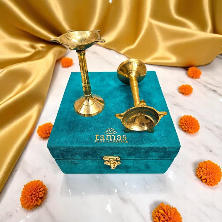 brass chiraag lamp diya set