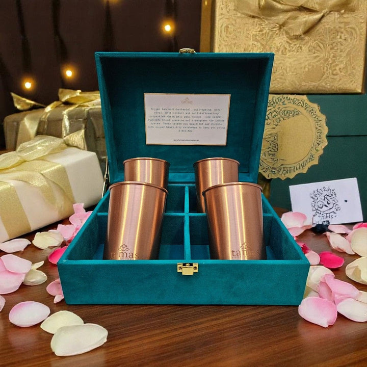 box of copper glass set