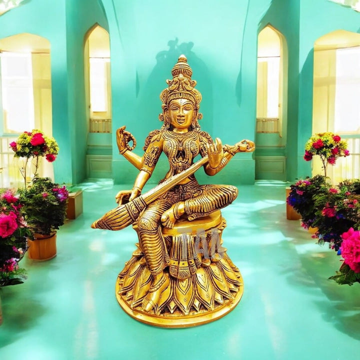 Brass Saraswati Maa  Idol