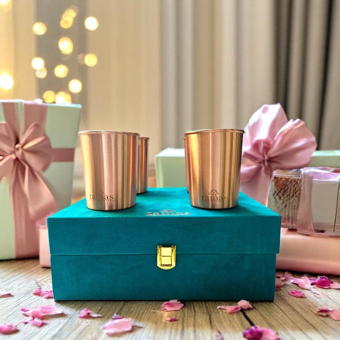 box of copper glass set