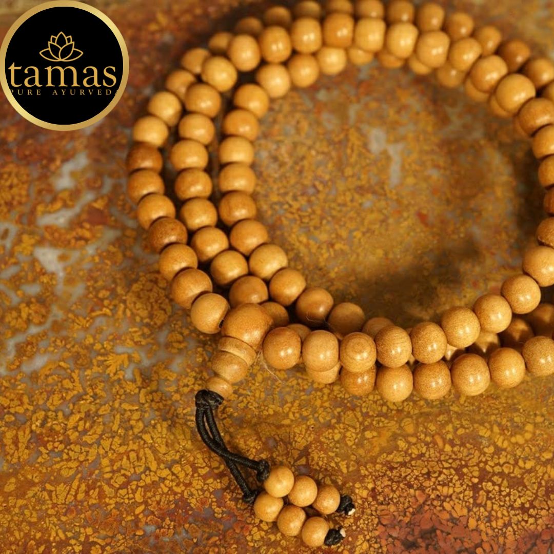 Tamas Original Sandalwood Mala, 108+1 Beads Rosary Chandan Japa mala f –  Tamas Pure Ayurveda