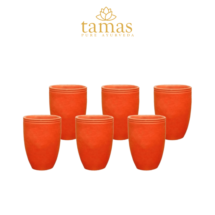 Handmade Clay Glass Set (6 Pieces, 300ml) | Eco-Friendly Terracotta