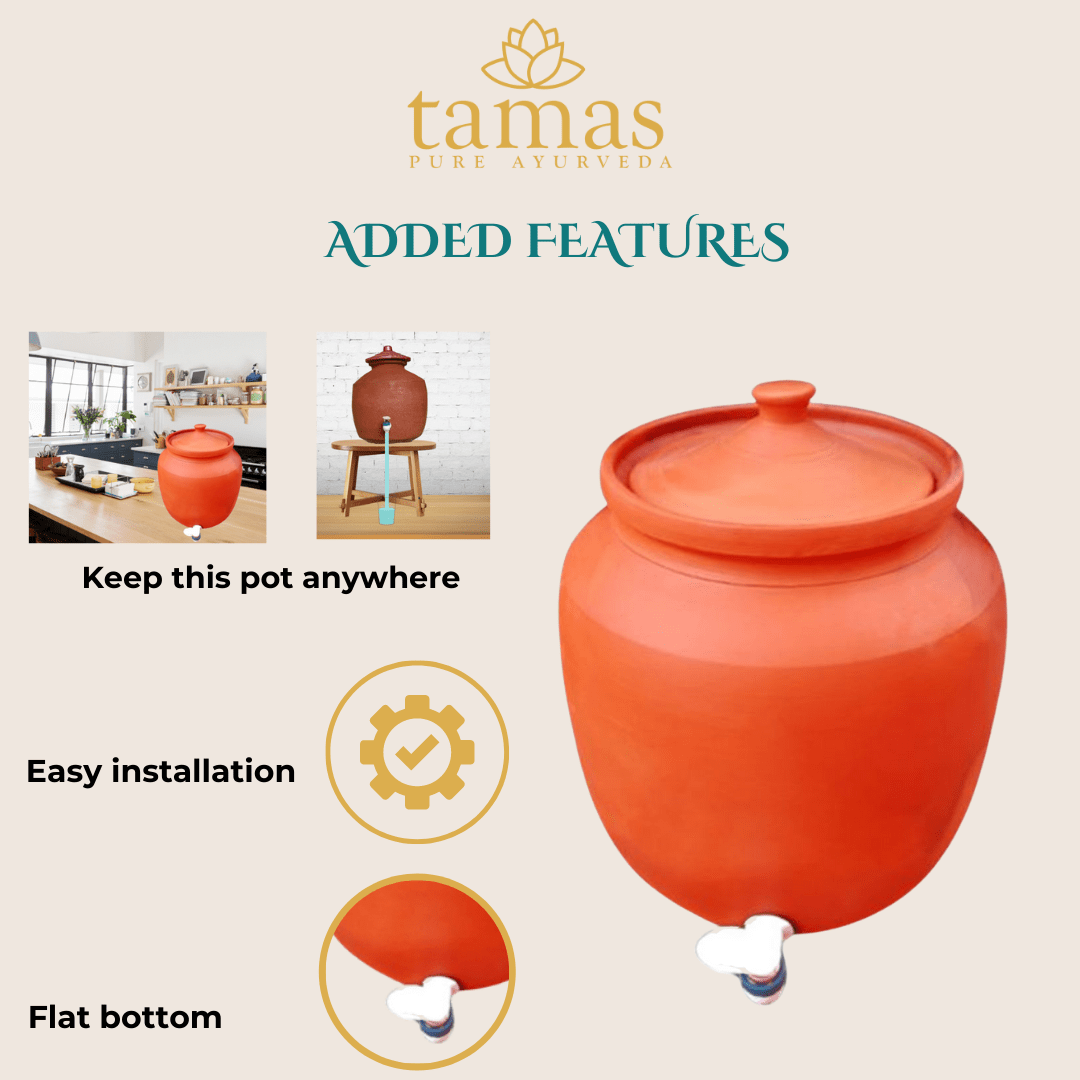 Handmade (Clay/ Terracotta) Pot With Clay Lid and Tap