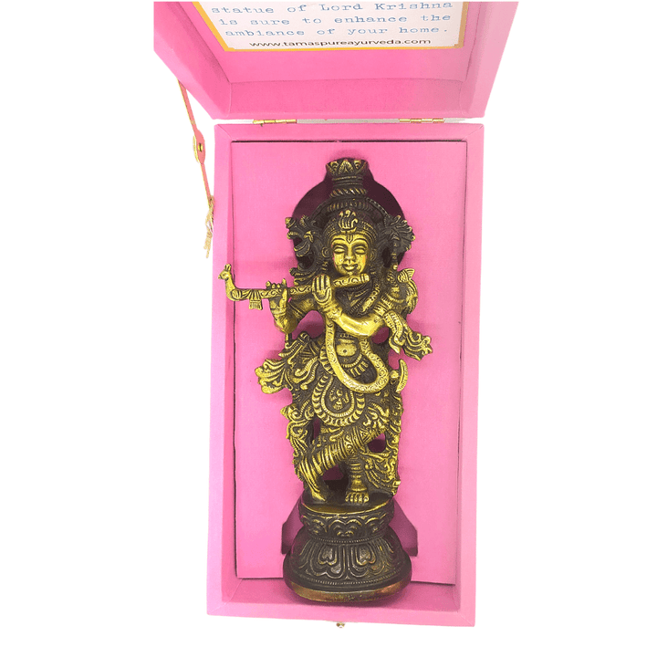 Tamas Brass Lord Krishna Murti Playing Flute Statue  Idol