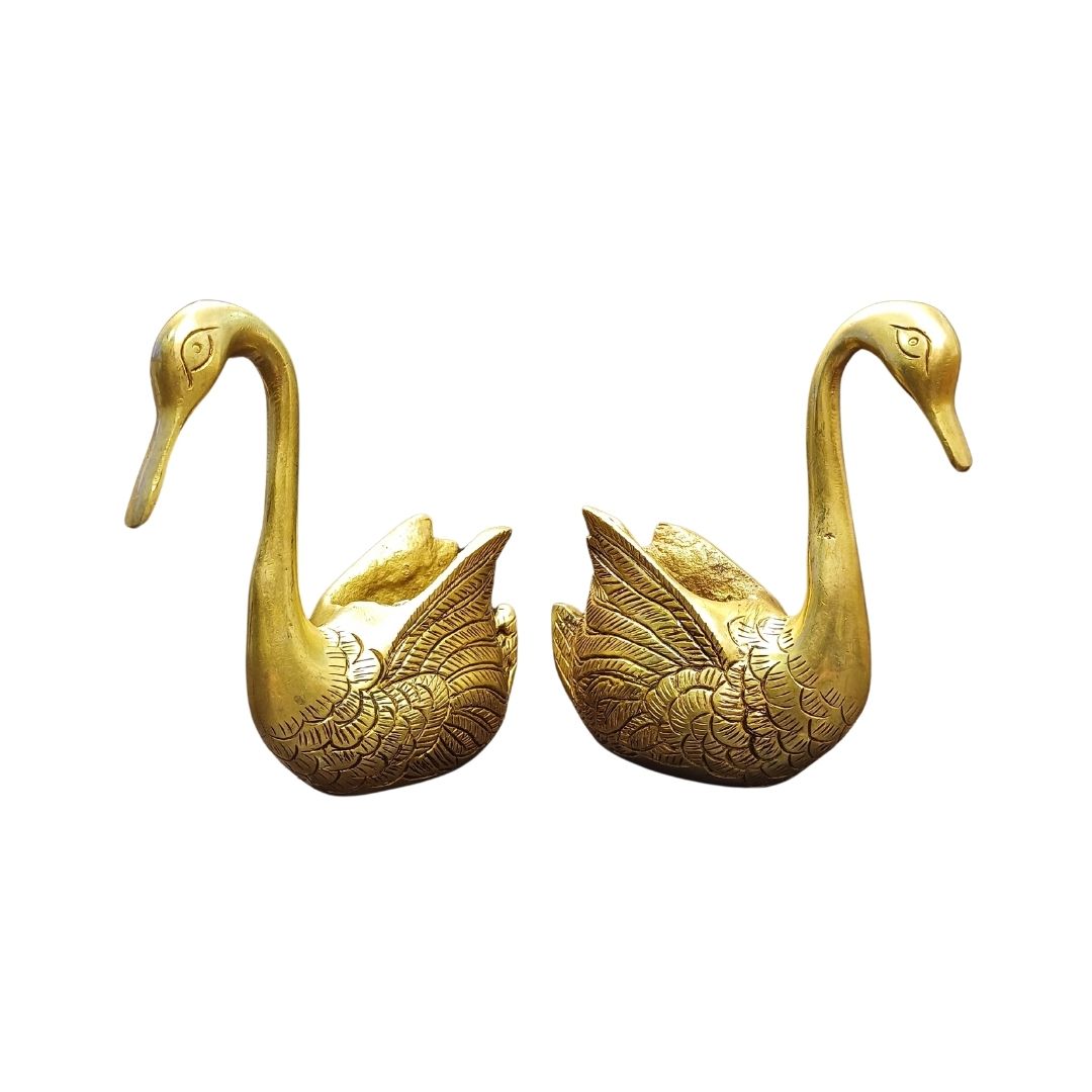 Tamas Brass Swan Home Interior Decor Item Statue/Idol (Golden) (5 Inches)