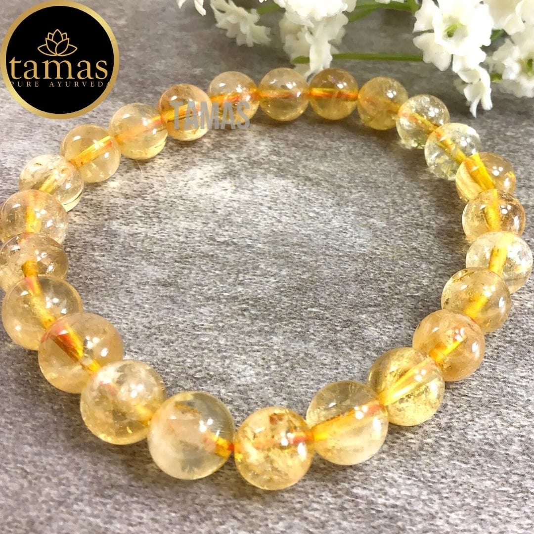 Tamas Citrine Healing Crystal Stretchable Bracelet - Tamas: Luxury Indian Gifts