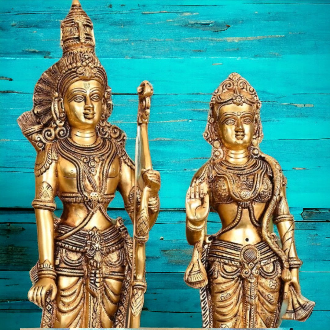 Brass Lord Rama, Sita, Lakshman, Hanuman Darbar Statue/Idol (24.5 Inch) (Golden)