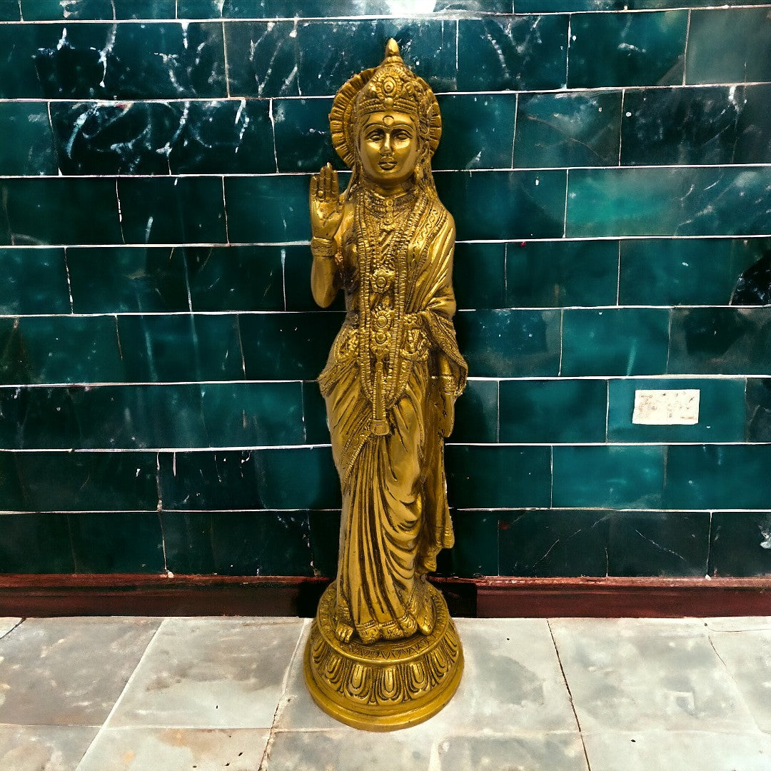 Brass Antique Ram Darbar Lord Rama, Lord Hanuman, Lord Lakshman, Sita Mata, Statue/Idol (17 Inch) (Golden)