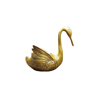 Tamas Brass Swan Home Interior Decor Item Statue/Idol (Golden) (5 Inches)