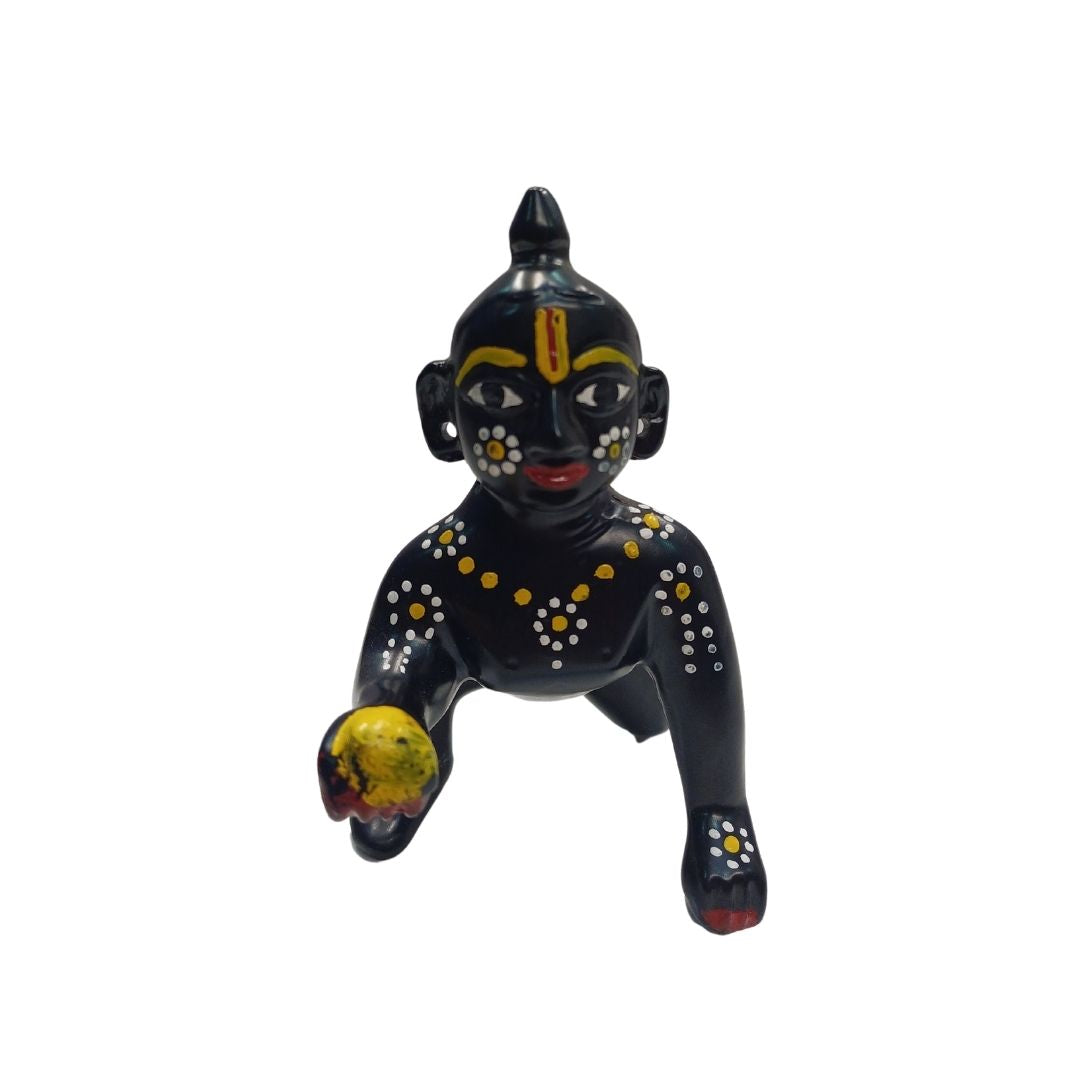 Tamas Brass Black Laddu Gopal - Thakur Ji Statue/Idol (Golden) (4.5 Inches)