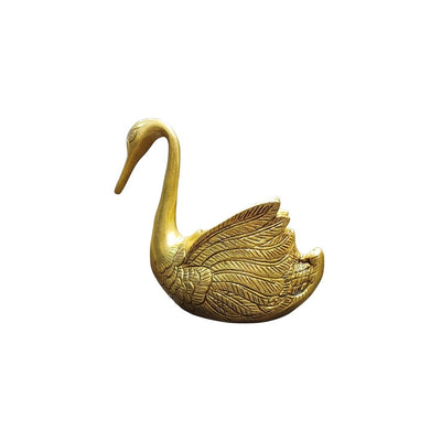 Tamas Brass Swan Home Interior Decor Item Statue/Idol (Golden) (5 Inches)