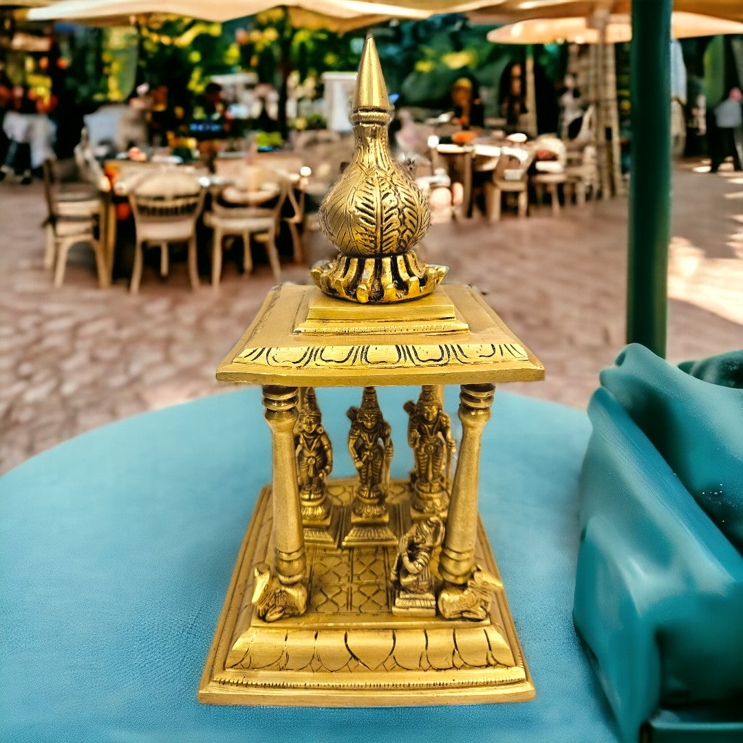 Brass Ram Darbar Idol in Temple (12 Inch) (Golden)