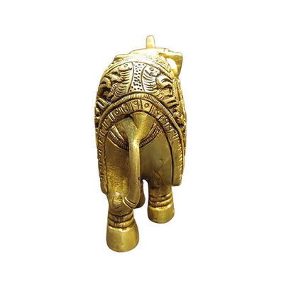 Tamas Brass Well Designed Elephant Statue/Idol (Golden) (3.2 Inches)
