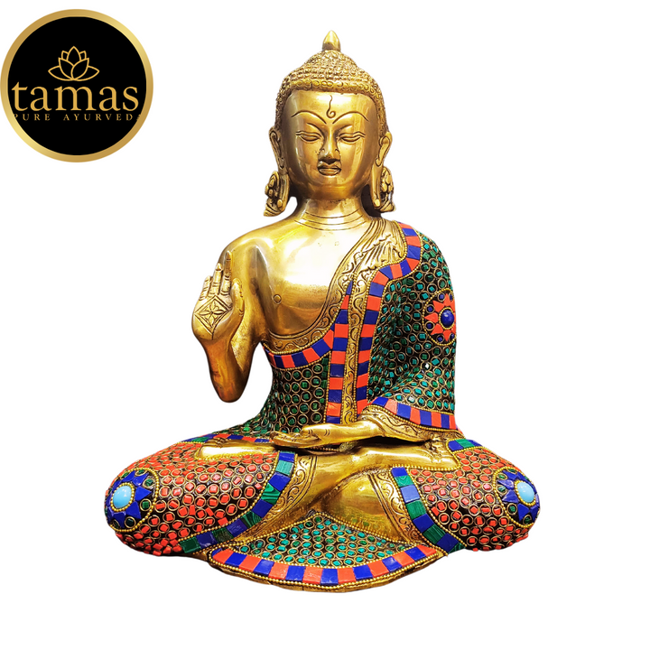 Tamas Stone Worked Buddha Statue (13 Inch)