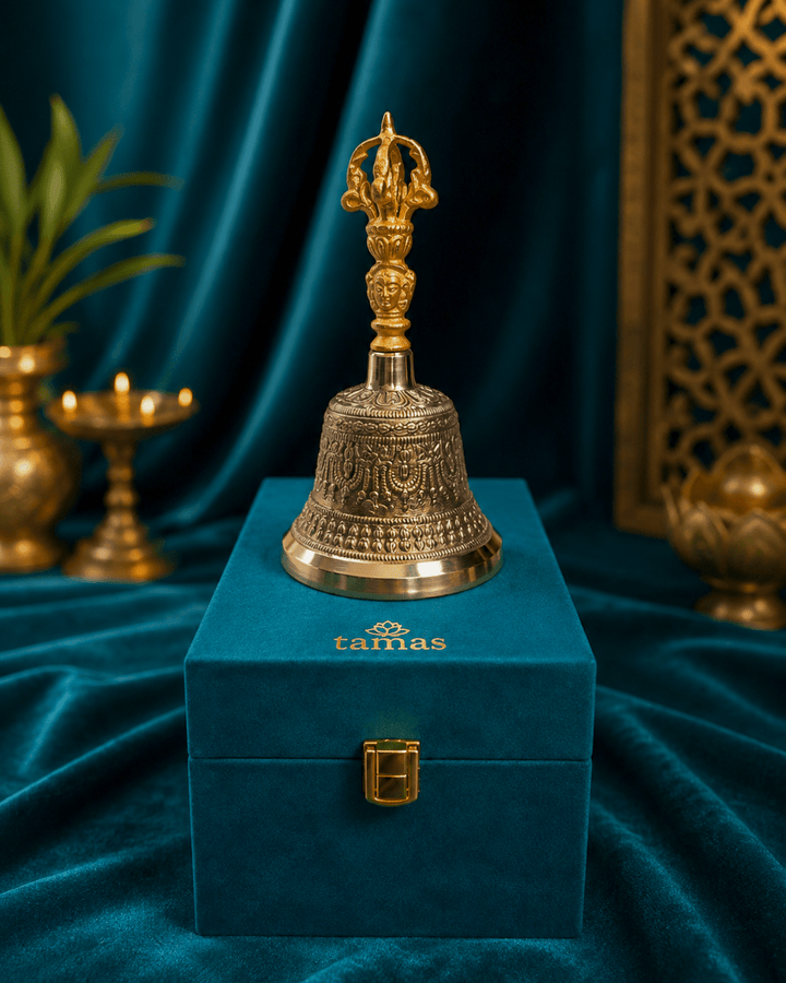 Tamas Pure Kansa Pooja Ghanti | Bronze Bell with Deep Sound | Gift Box Included - Tamas Luxury Gifts