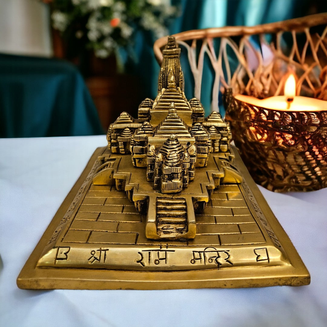 Brass Ayodhya Prabhu Shri Ram Mandir (4.5 Inch) (Golden)