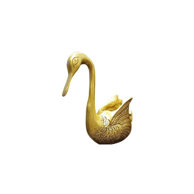 Tamas Brass Swan Home Interior Decor Item Statue/Idol (Golden) (5 Inches)