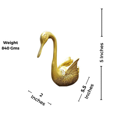Tamas Brass Swan Home Interior Decor Item Statue/Idol (Golden) (5 Inches)