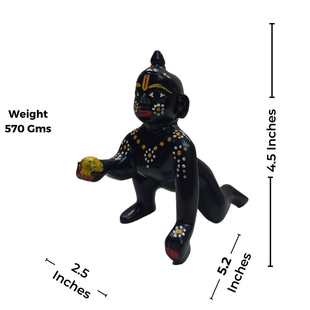 Tamas Brass Black Laddu Gopal - Thakur Ji Statue/Idol (Golden) (4.5 Inches)