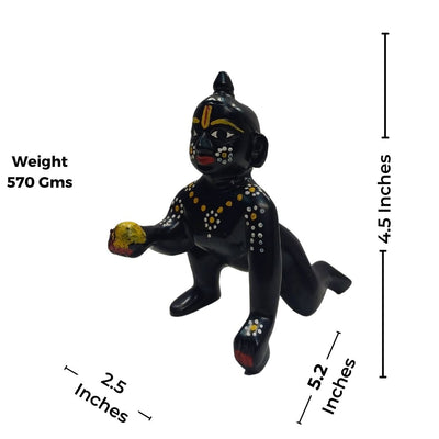Tamas Brass Black Laddu Gopal - Thakur Ji Statue/Idol (Golden) (4.5 Inches)