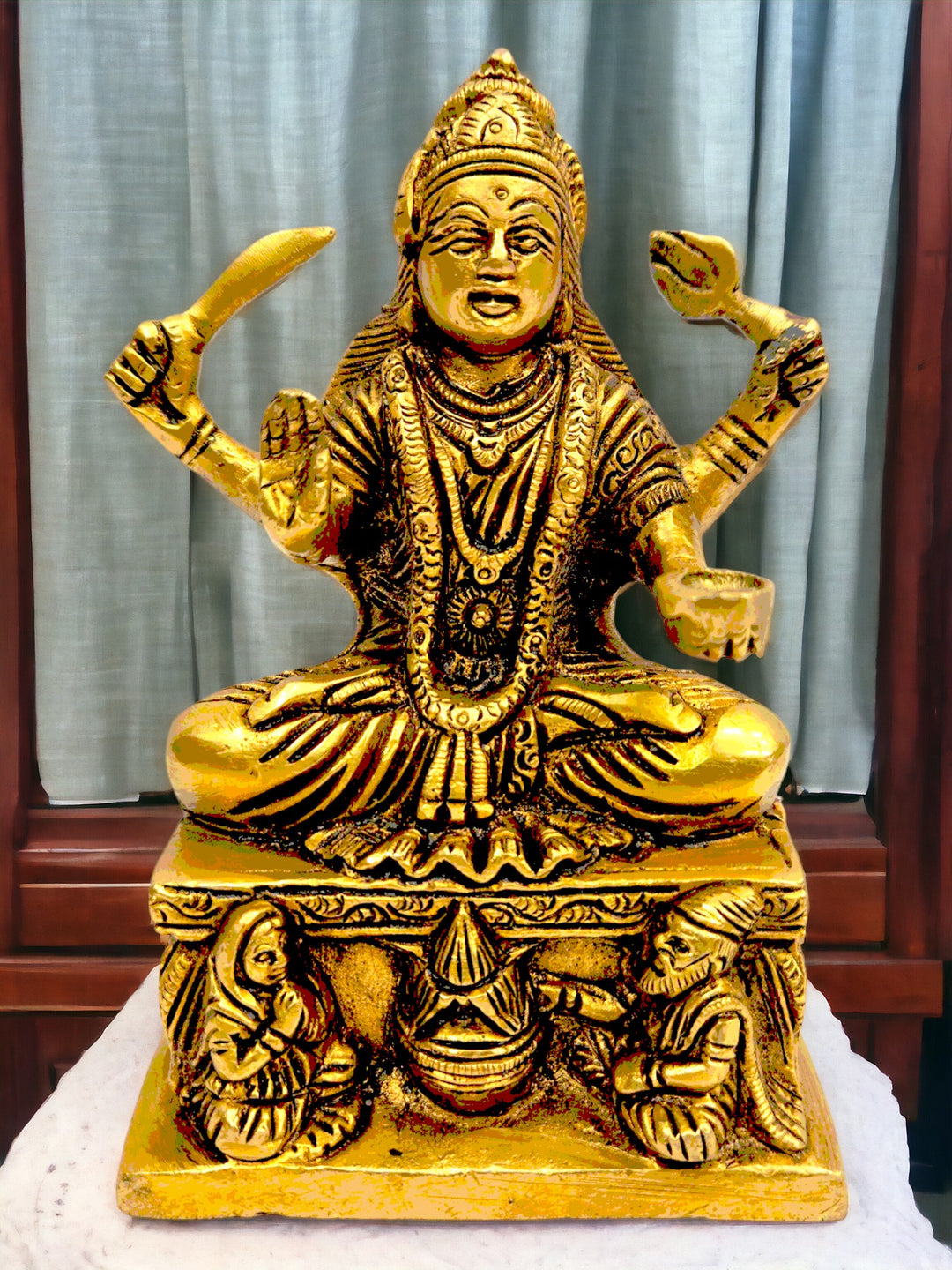 Tamas Brass Goddess Maa Santoshi Statue/Idol (5.5 Inch) (Golden)