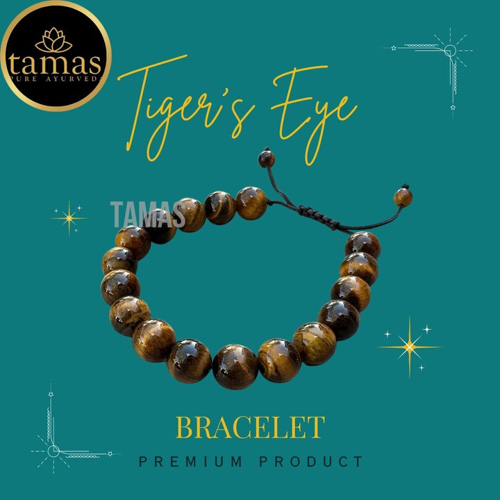 Tamas Tiger Eye B Pull Healing Crystal Gemstone Adjustable Bracelet