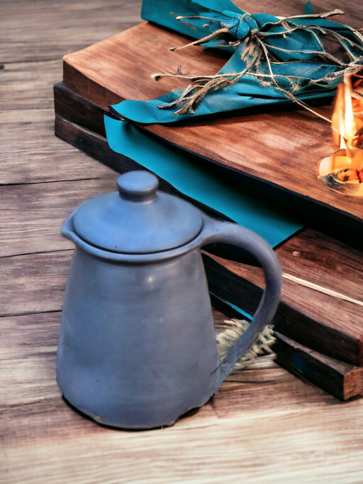 Tamas Handcrafted Black Natural Clay Jug (Black) - Tamas: Luxury Indian Gifts
