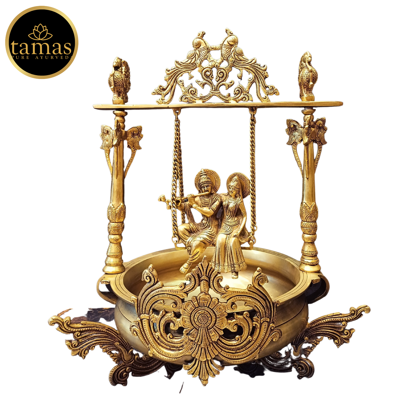 Tamas Brass Urli With Radha Krishna (25 Inches)
