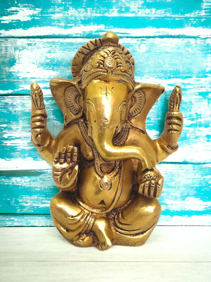 Tamas Brass Lord Ganesha Statue for Good Fortune (Height 4.6 inches)