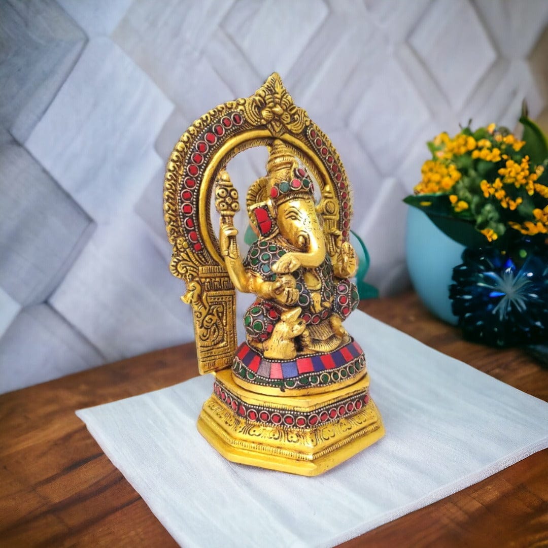 Brass ganesha and lakshmi murti