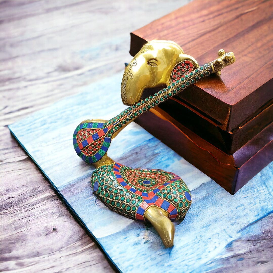 Brass Ganesh Veena Statue