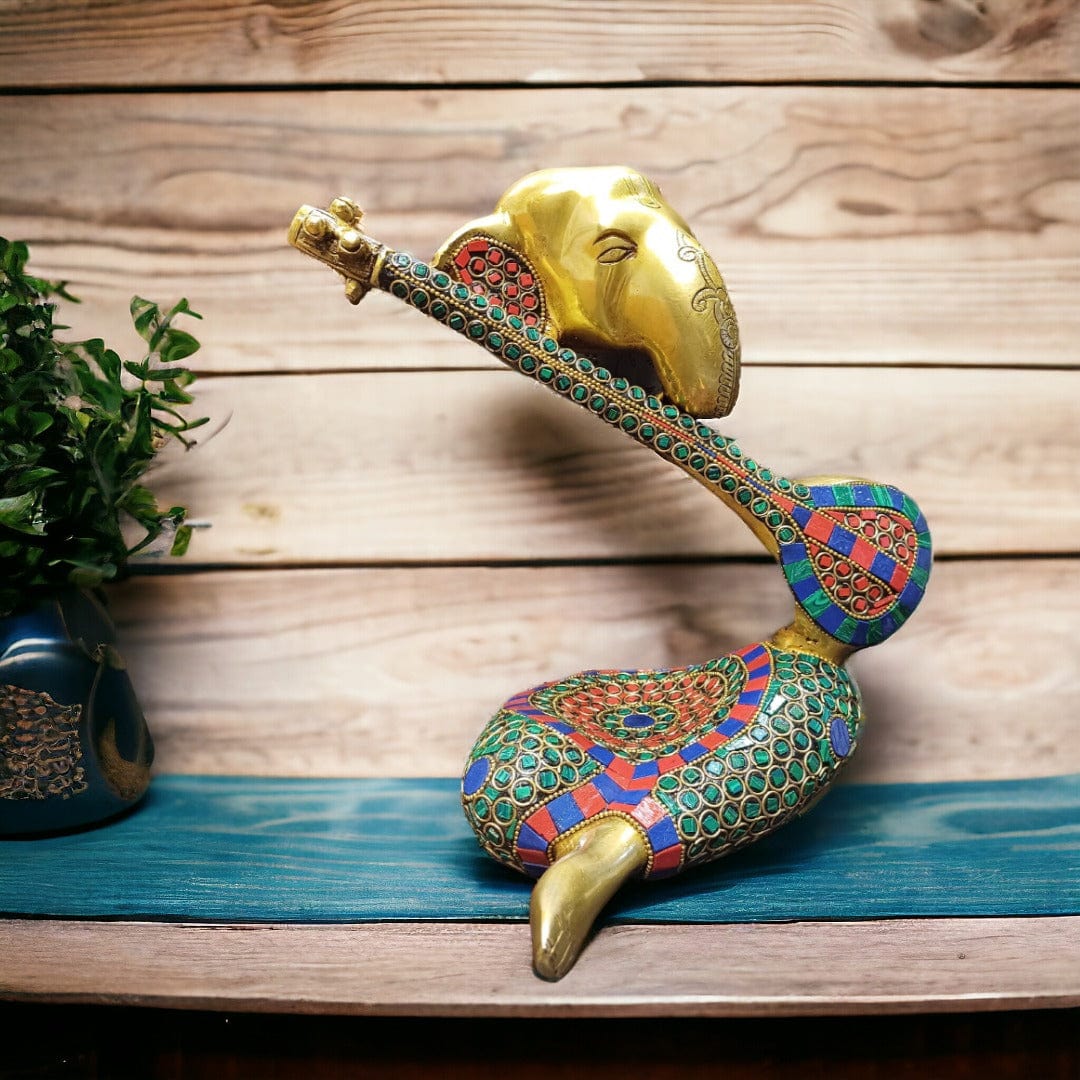 Brass Ganesh Veena Statue