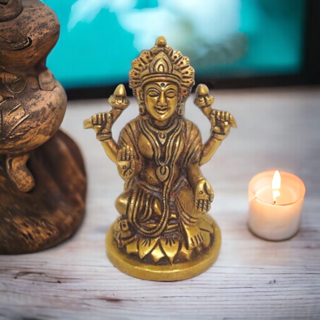 Brass Lord Ganesh Lakshmi Statue