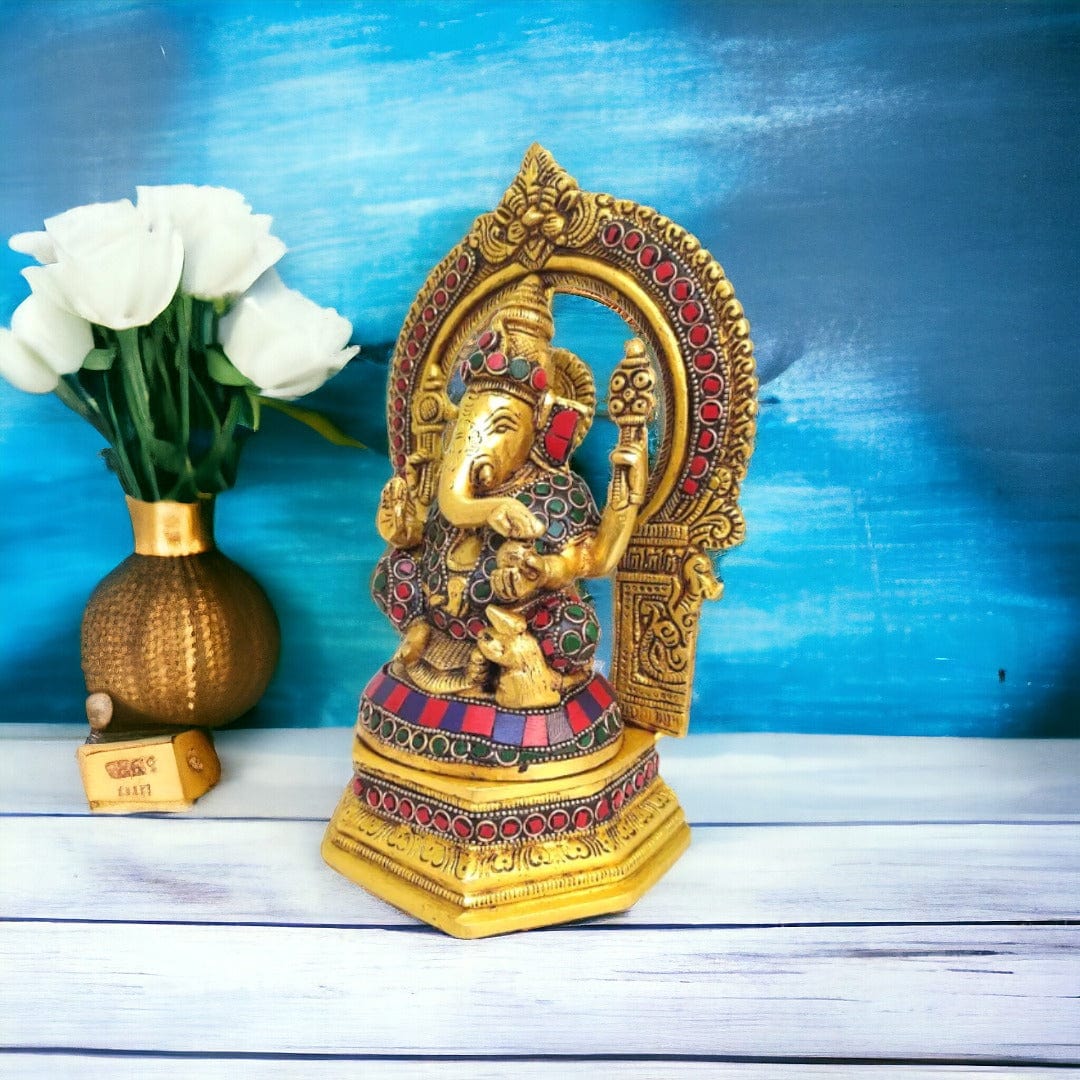 Brass ganesha and lakshmi murti