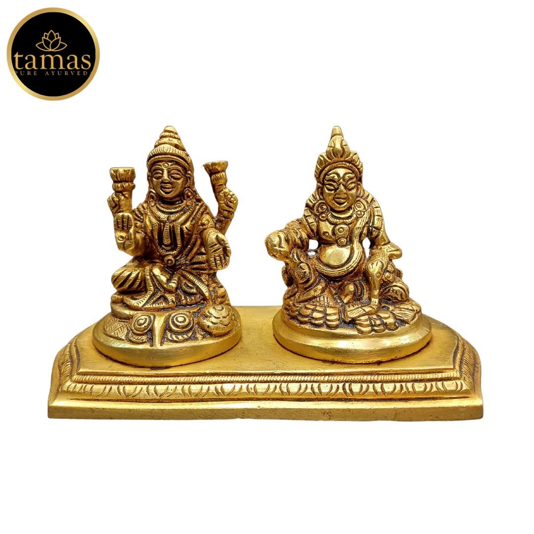 Brass Goddess Lakshmi and Lord Kuber Statue/Idol