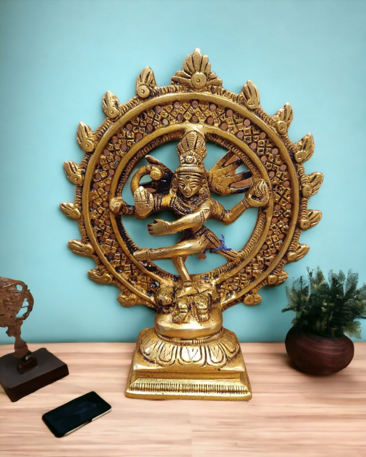 Tamas Brass Natrajaa Shiva Dancing God Statue/Idol (Golden) (6 Inches)