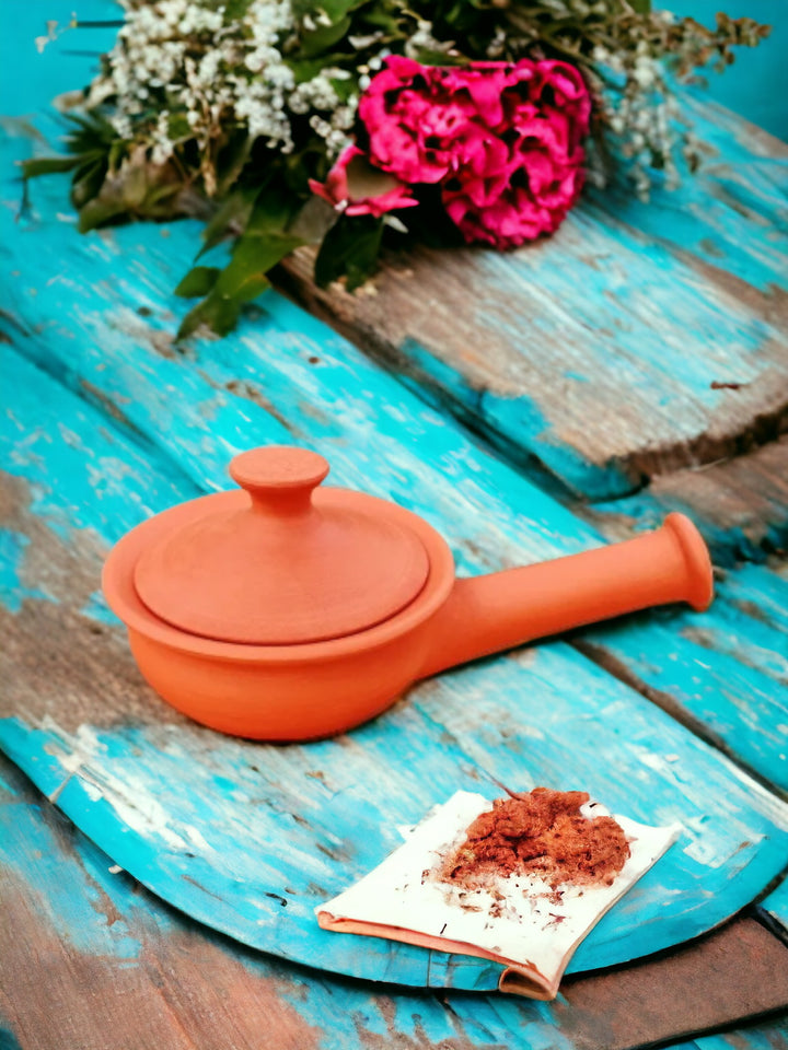 Tamas Handcrafted Terracotta Natural Clay Tadka Pan (Brown)
